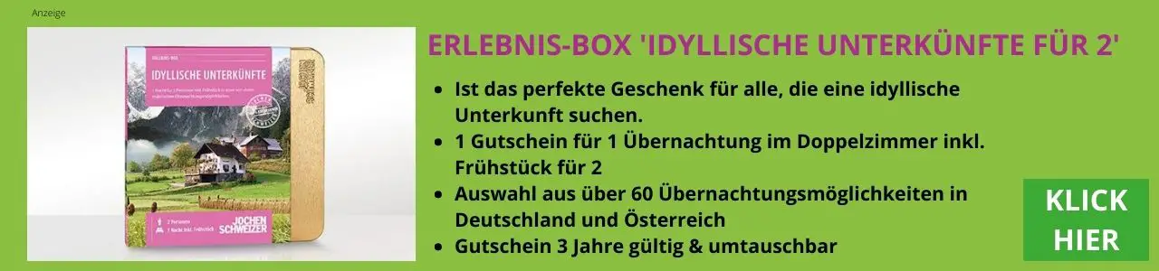 ERLEBNIS BOX IDYLLISCHE UNTERKÜNFTE FÜR 2 von Jochen Schweizer 1