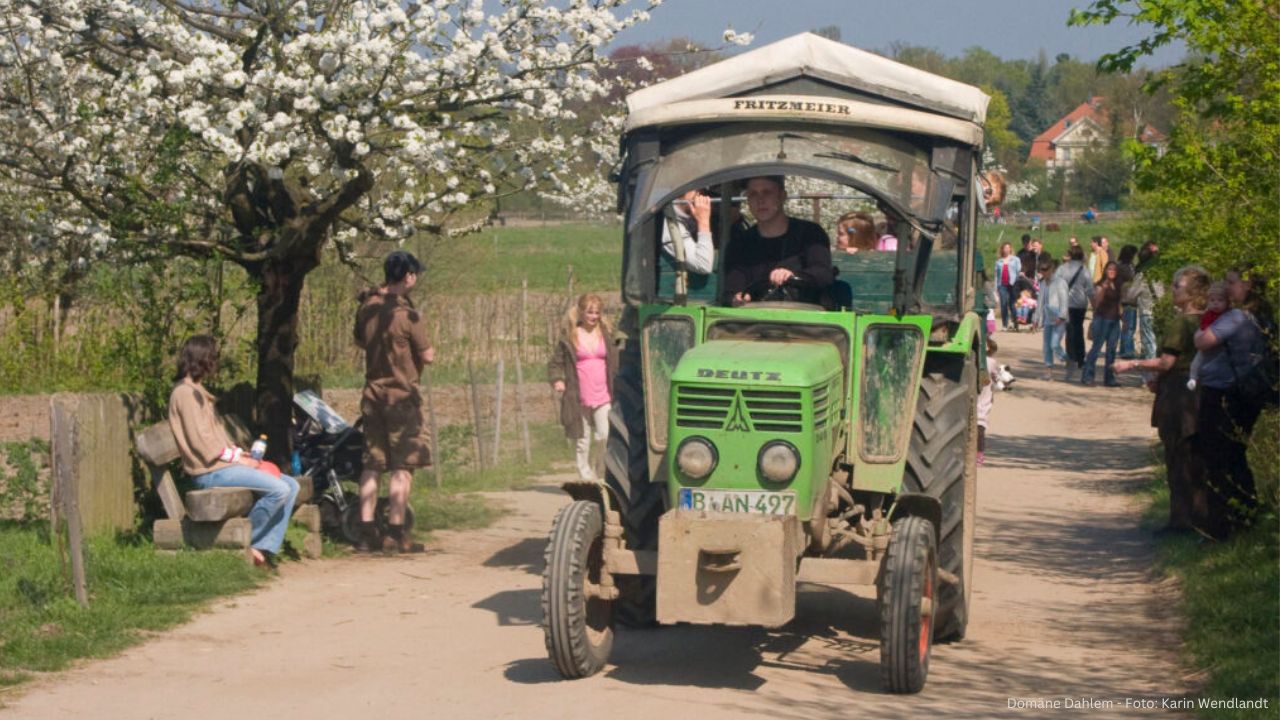 Mit dem Traktor in der Domäne Dahlem Berlin