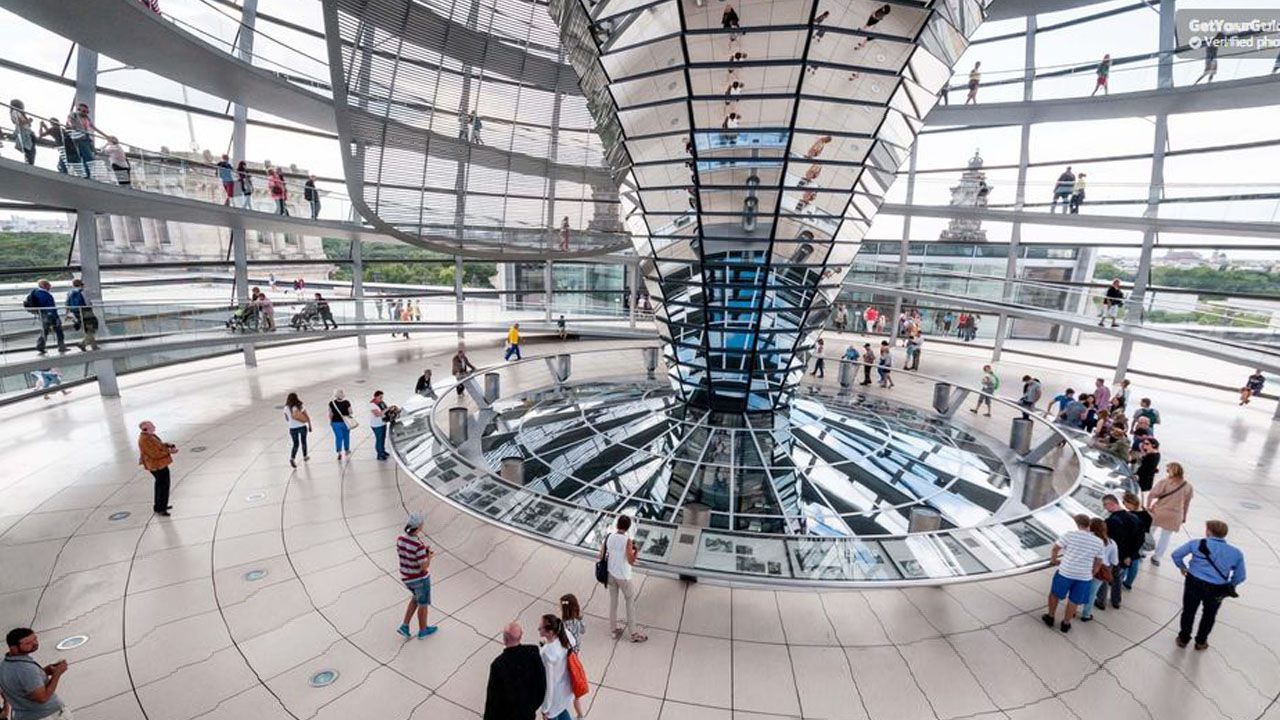 Inside the Reichstag with the Reichstag’s dome