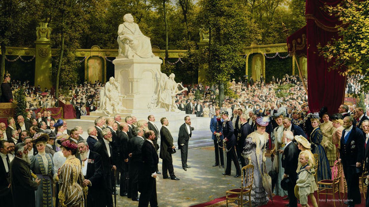 Das Gemälde „Enthüllung des Richard-Wagner-Denkmals im Tiergarten“ im Museum für Moderne Kunst.