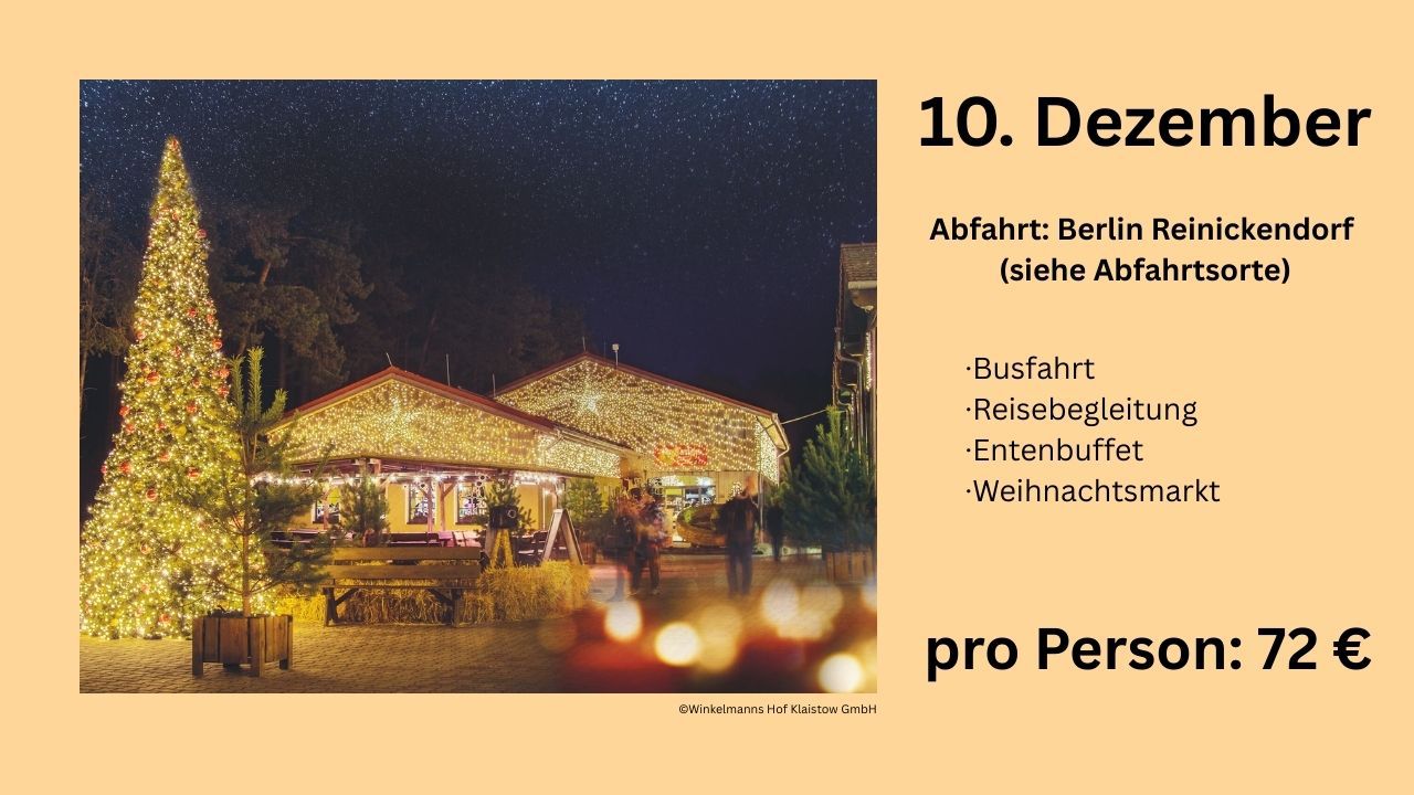 Weihnachtsmarkt in Klaistow und festliches Entenbuffet